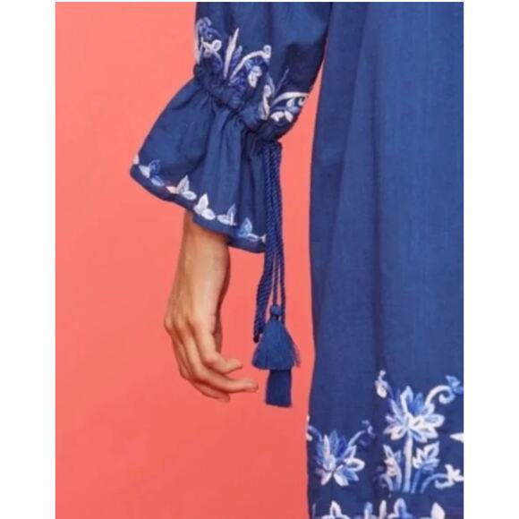 Roller Rabbit Lotus Embroidered Long Sleeve 100% Cotton Dress Size XS - Picture 4 of 12